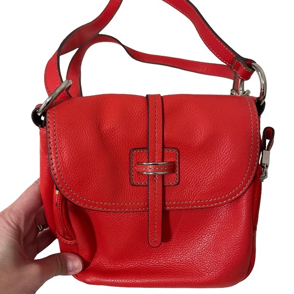 Tignanello Handbags - Tignanello Women’s Bright Coral Genuine Leather Statement Crossbody Bag